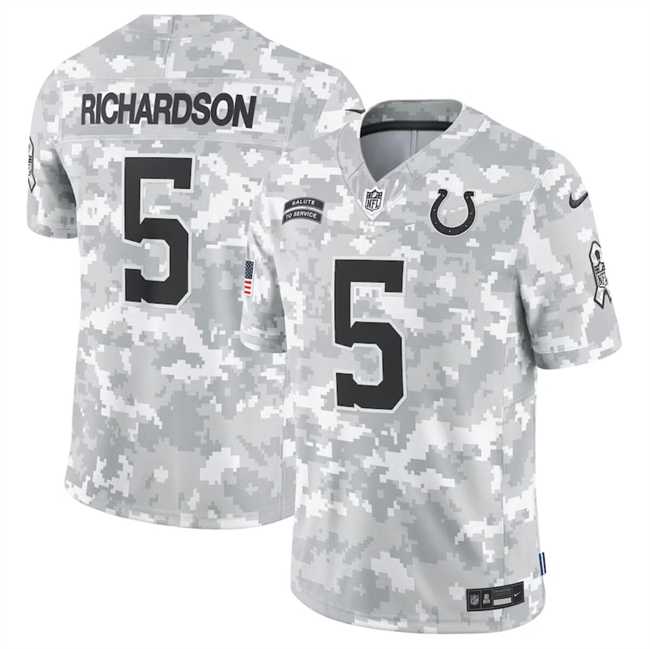 Mens Indianapolis Colts #5 Anthony Richardson 2024 Arctic Camo Salute To Service Limited Stitched Jersey Dyin